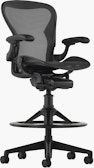 Aeron Stool in Onyx with Zonal Support, Standard Tilt and stationary arms