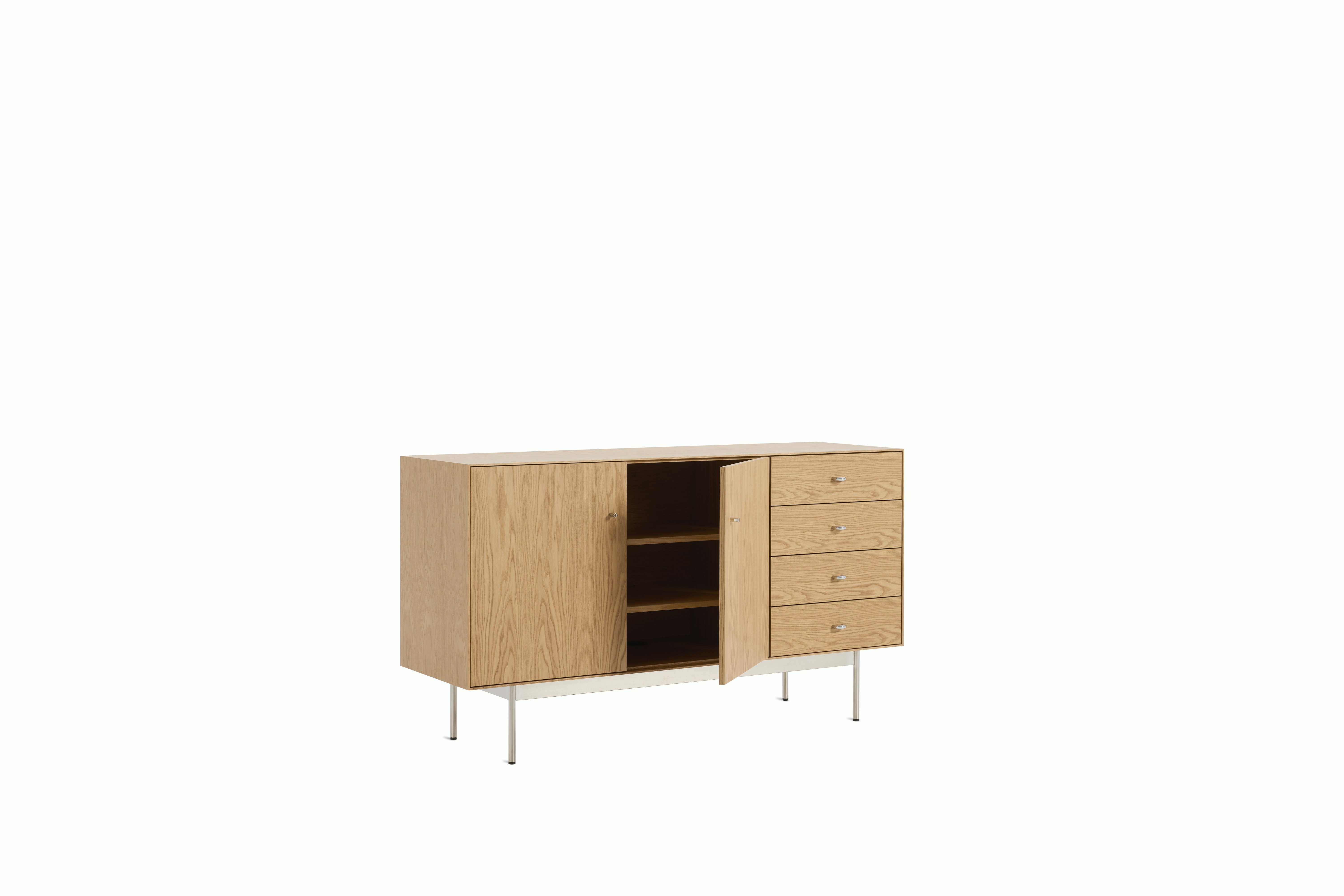 Loop Credenza,  oak,  chrome