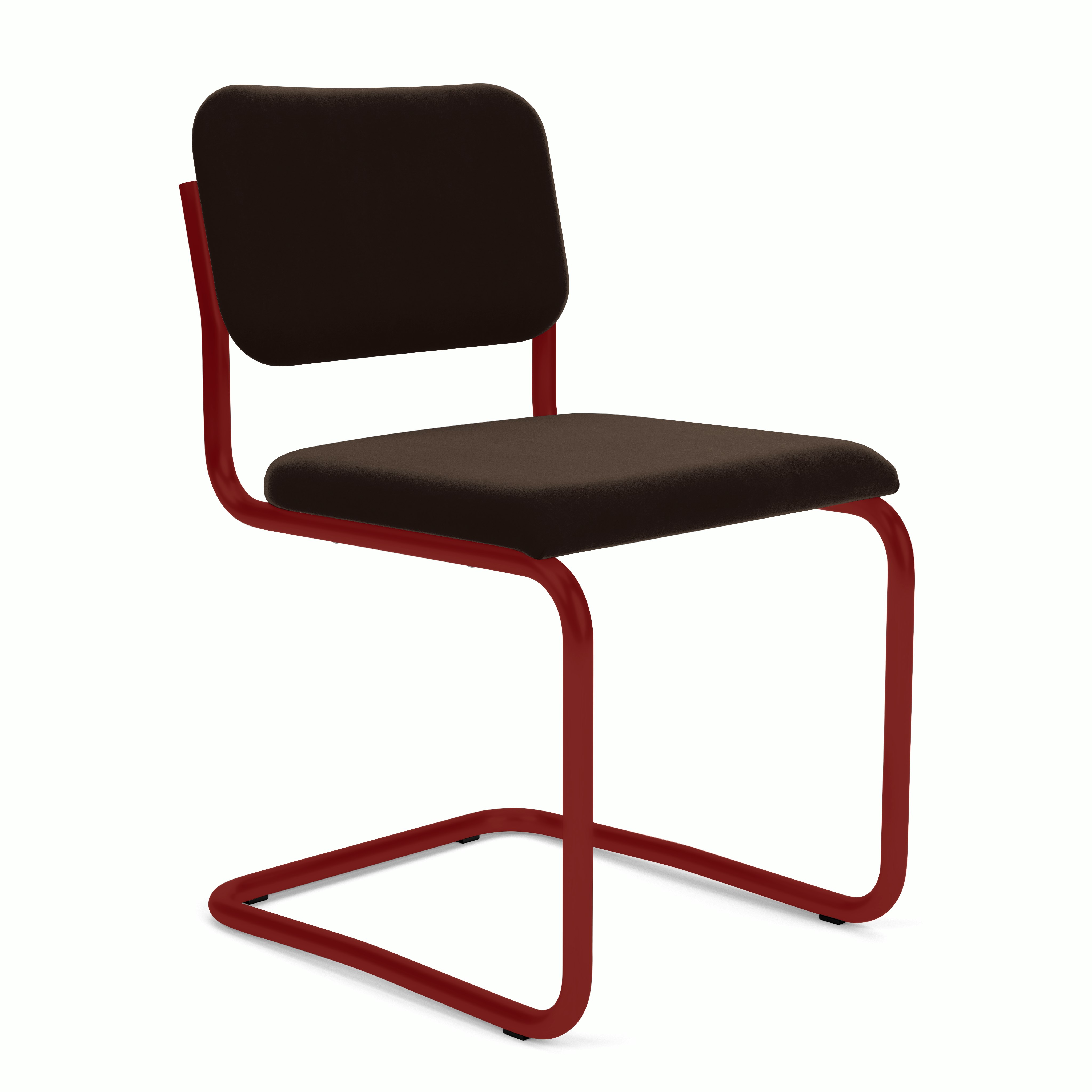 Cesca Upholstered Chair - Fully Upholstered,  Knoll Velvet,  Espresso,  Red