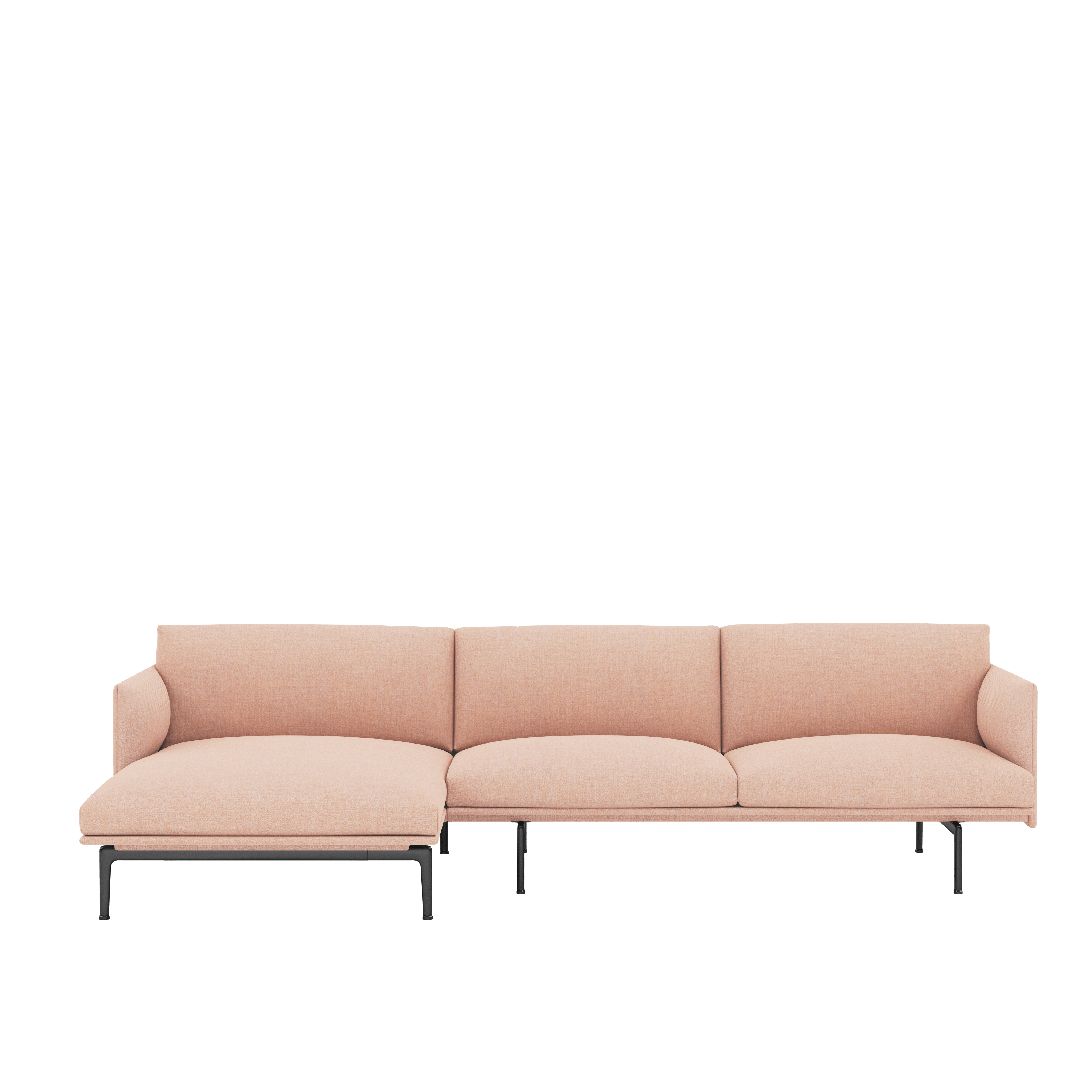 Outline Sectional Chaise - Left - Remix, 612 Rose