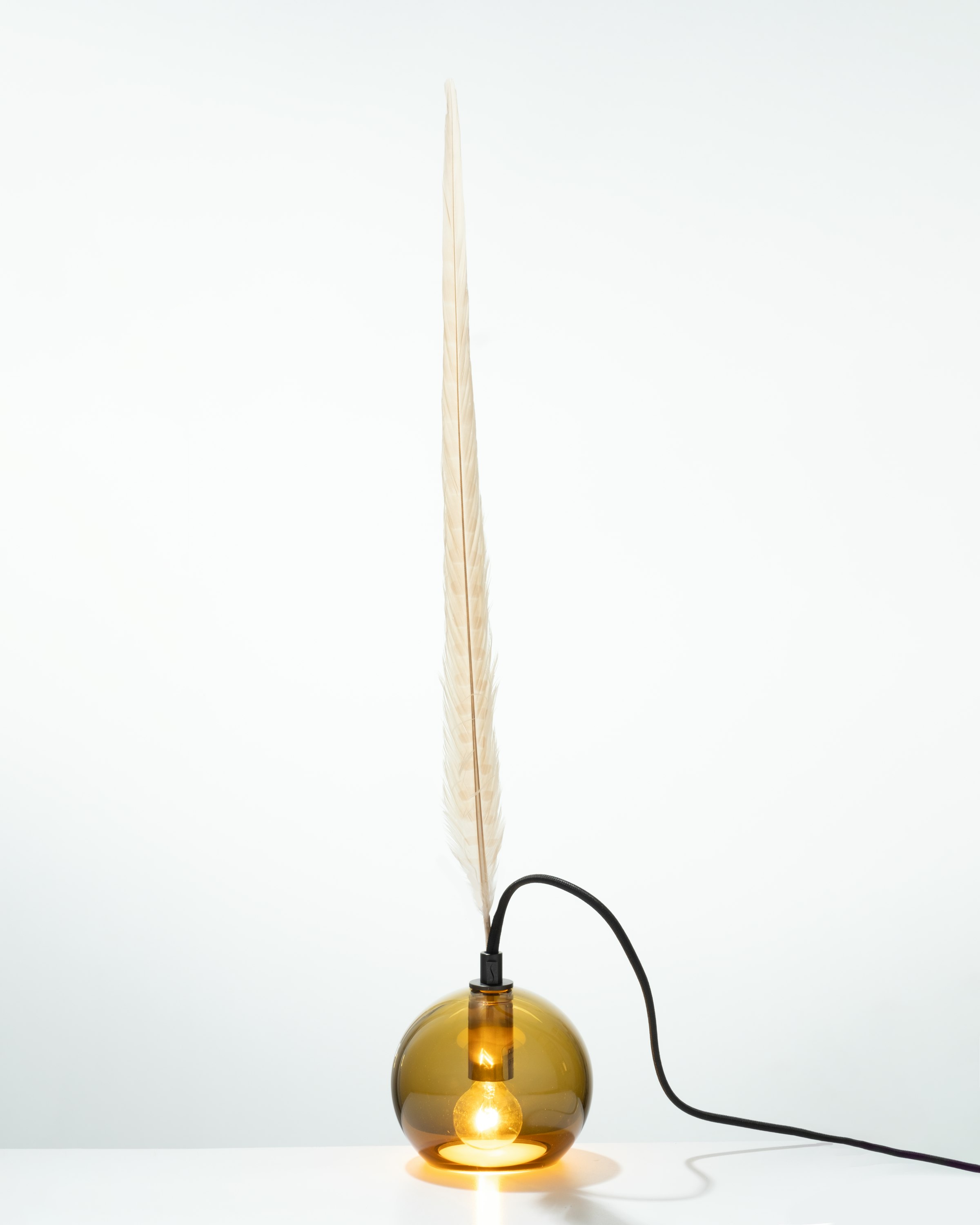 The Smoky Feather Table Lamp - 4.5inch, Ivory Feather