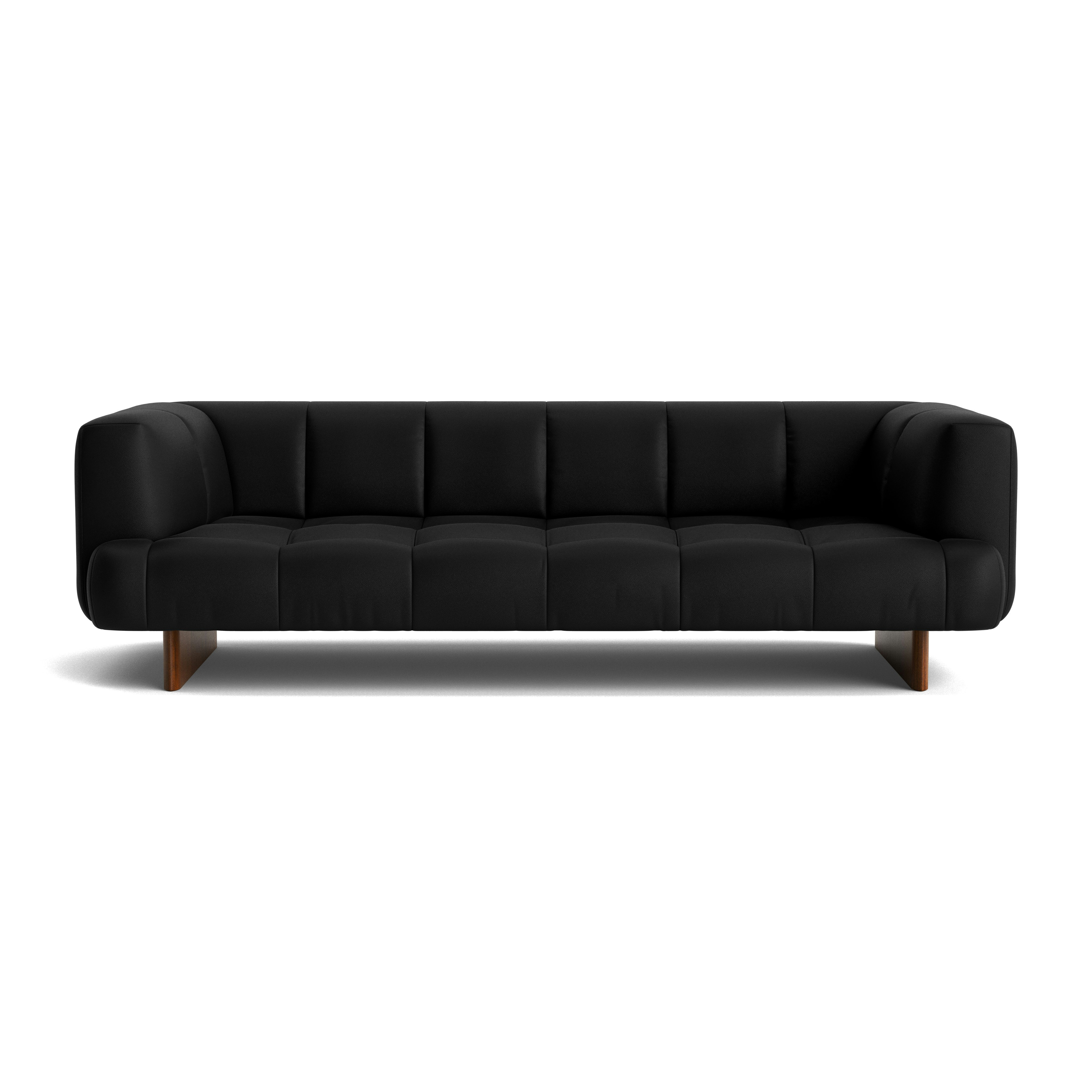 Quilton Lift Sofa - 3-Seat Sofa, Prone Leather, Obsidian, Lacquered Walnut