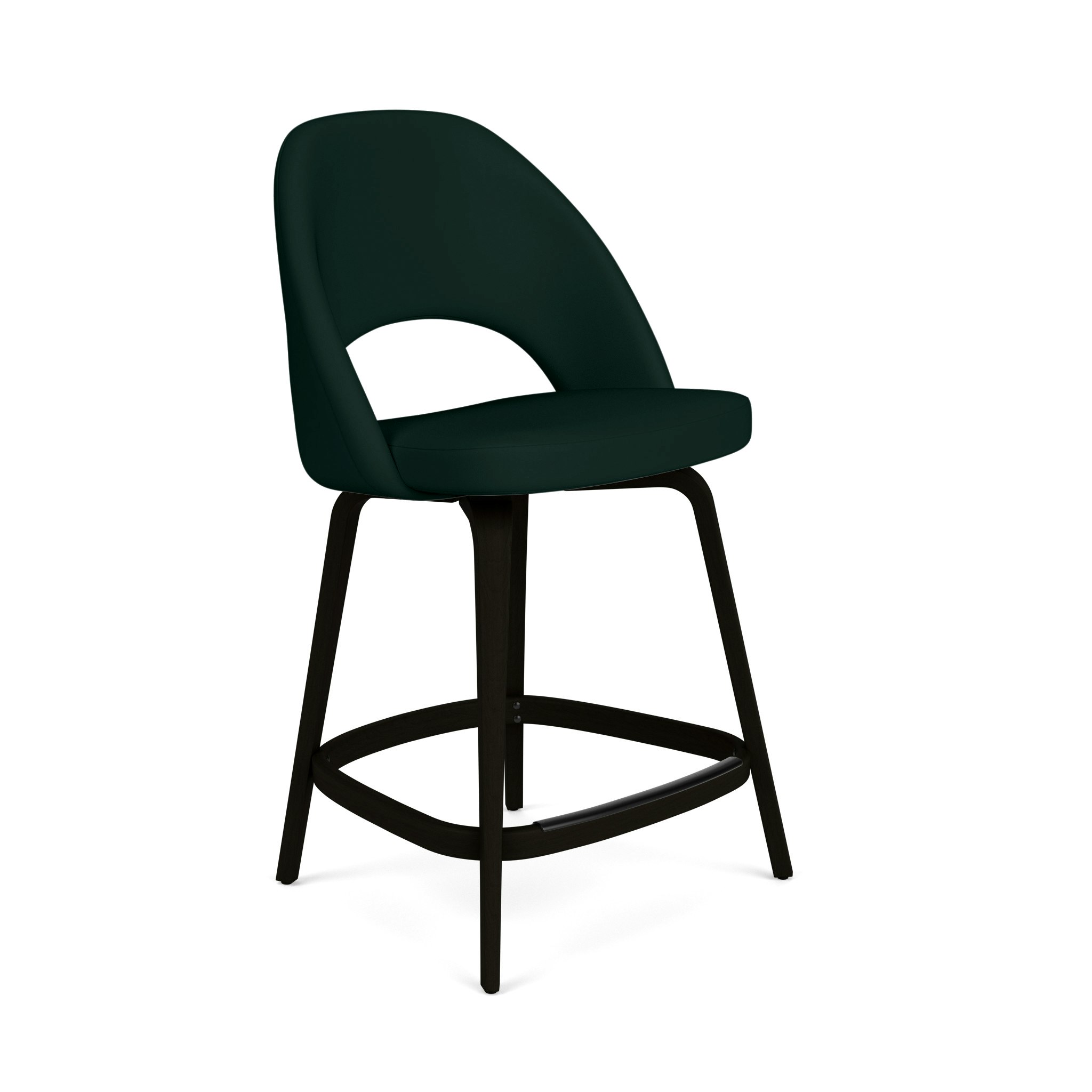 Saarinen Executive Stool - Counter Height,  Volo Leather,  Arbor Shade,  Ebonized Walnut