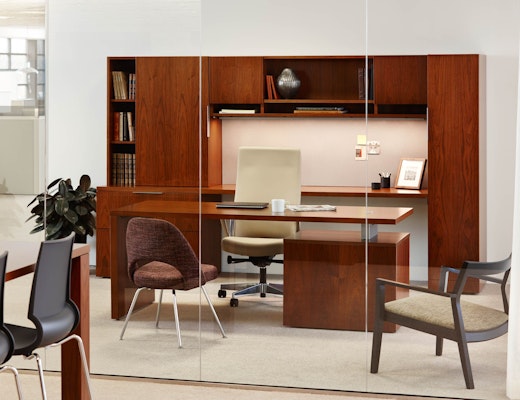 Reff Profiles Private Office Reff Profiles private office Remix High Back Saarinen Executive Armless Krusin Lounge veneer wood Gigi stool Knoll Essentials