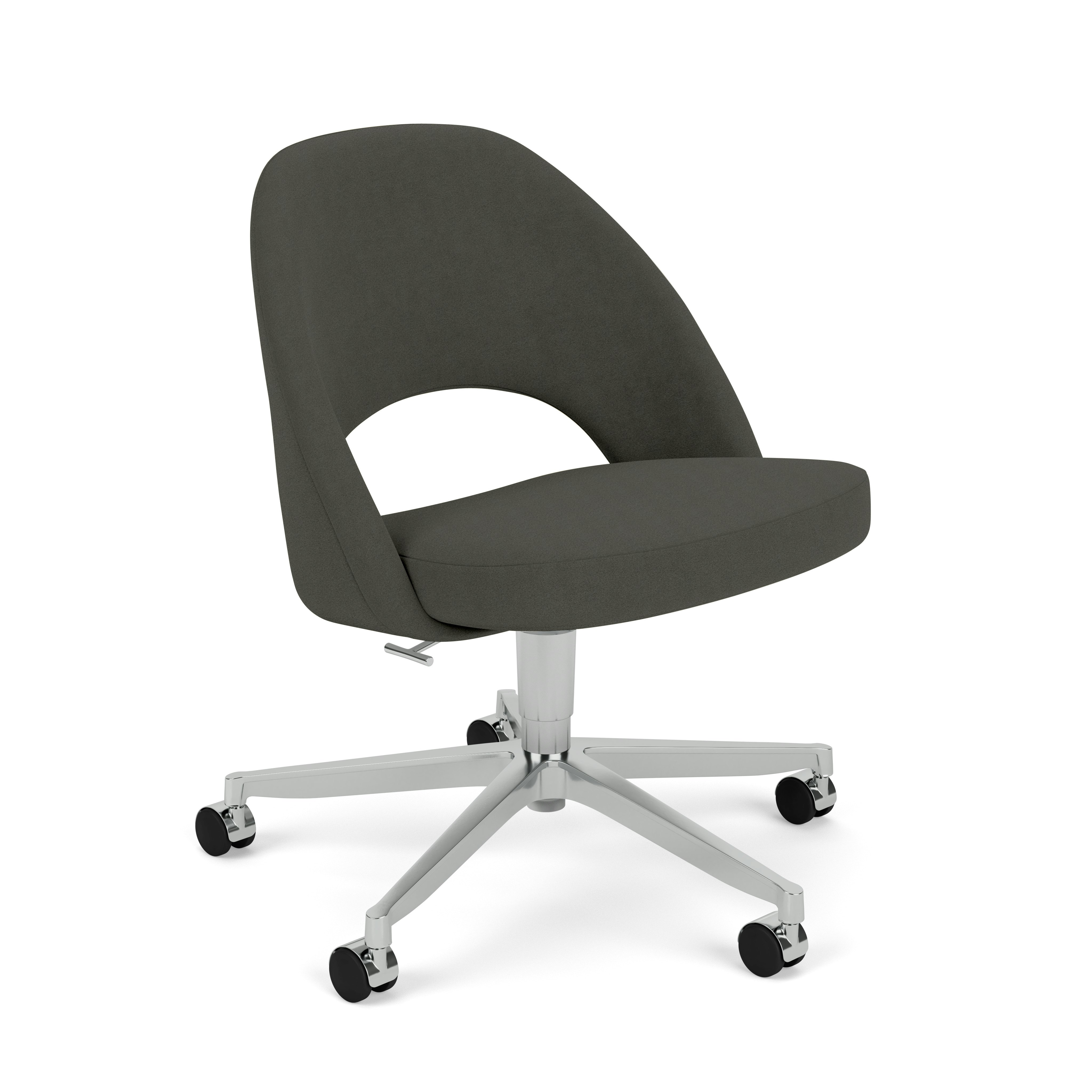 Saarinen Executive Office Side Chair - 5 Star,  Puff,  Charcoal,  Polished Aluminum Base,  HC