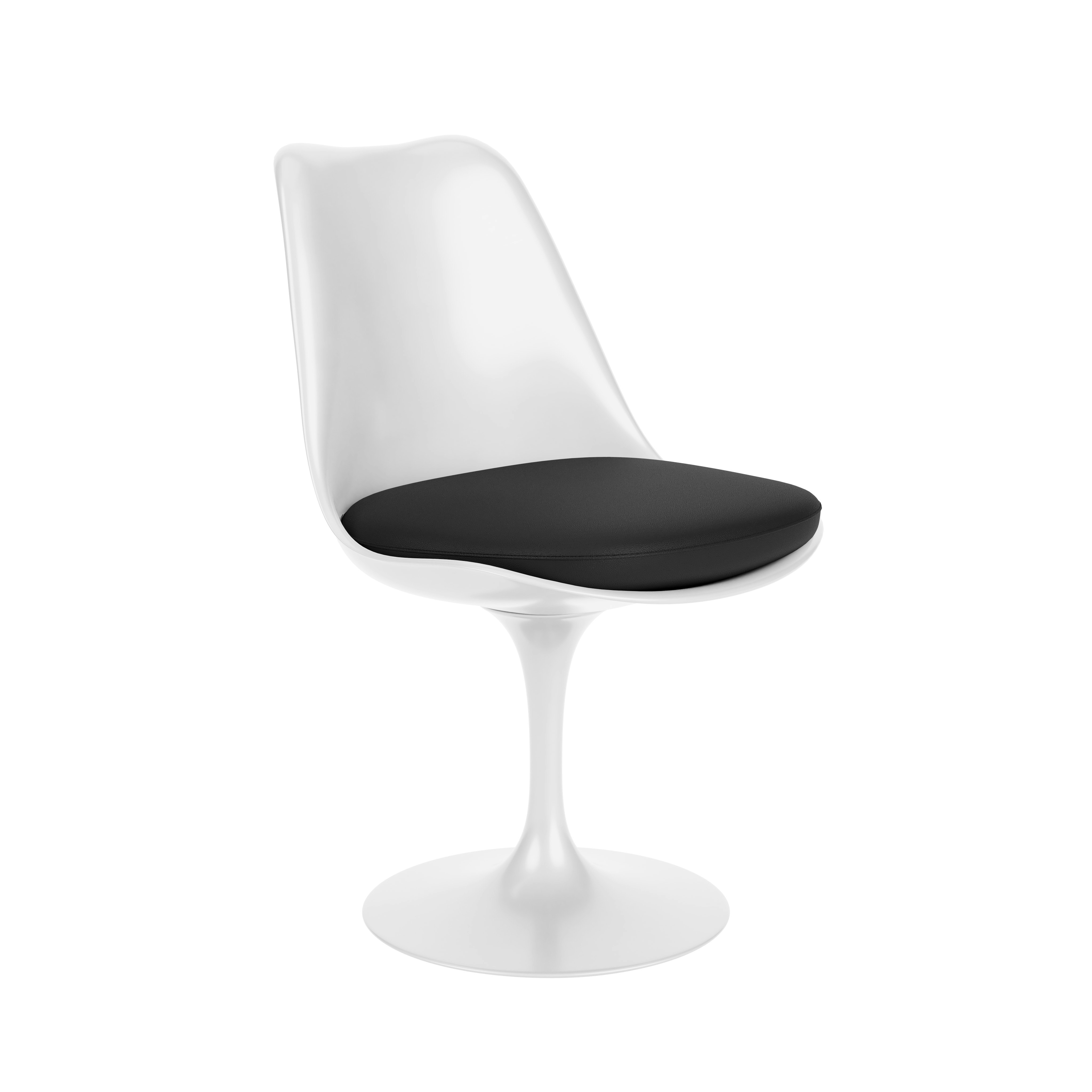 Saarinen Tulip Side Chair - Side Chair, Seat Cushion, Fixed, Volo Leather, Black, White