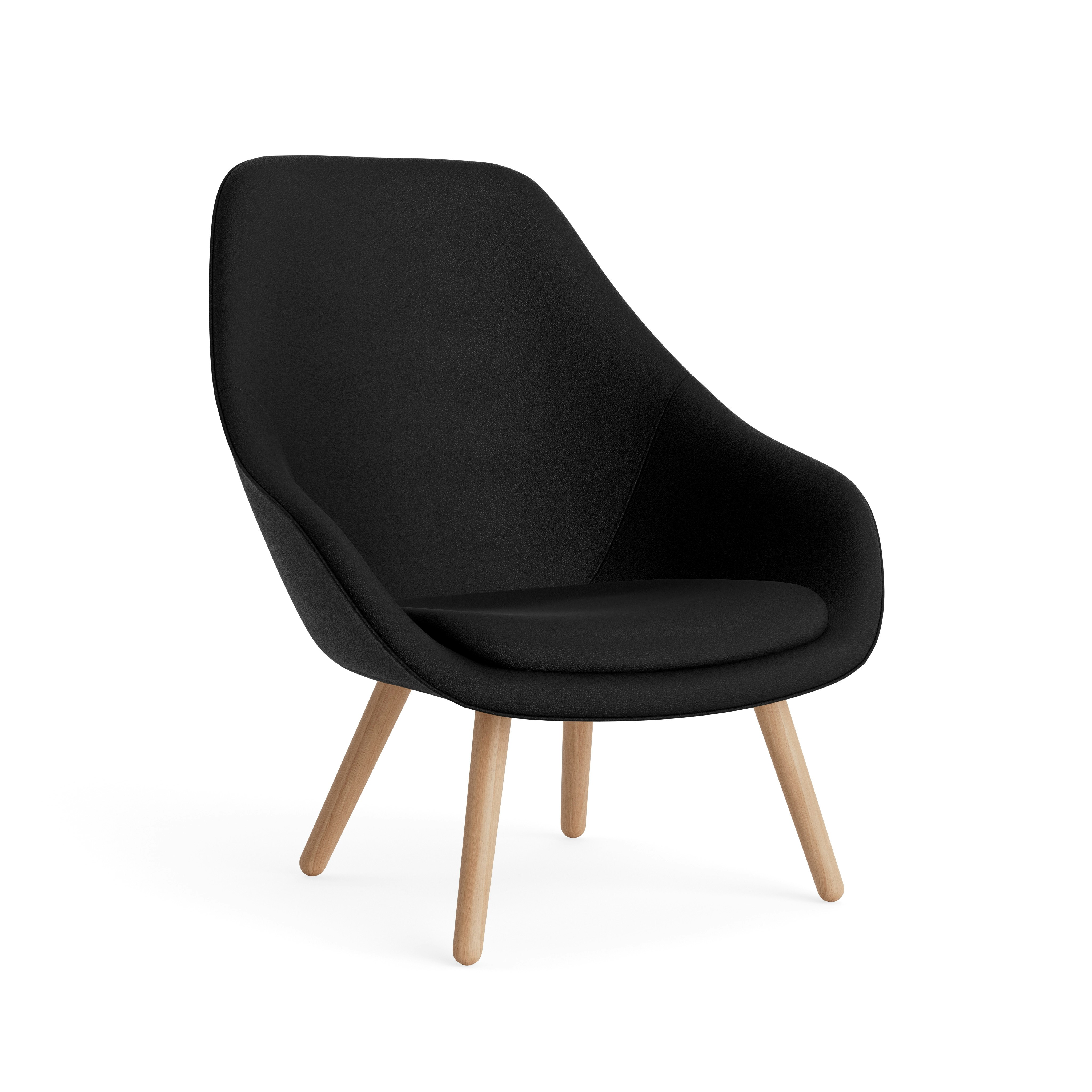 AAL 92 Armchair, High Back - Prone Leather, Obsidian, Matte Lacquered Oak