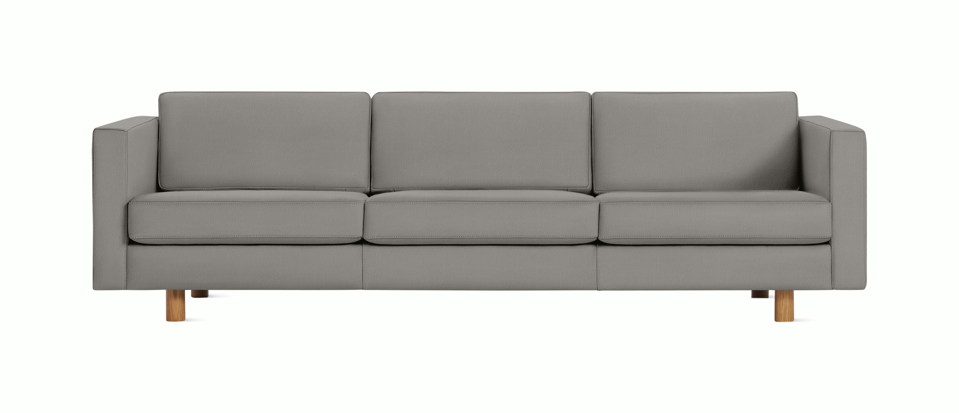 Lispenard Sofa three seater in gray leather with 4" legs.