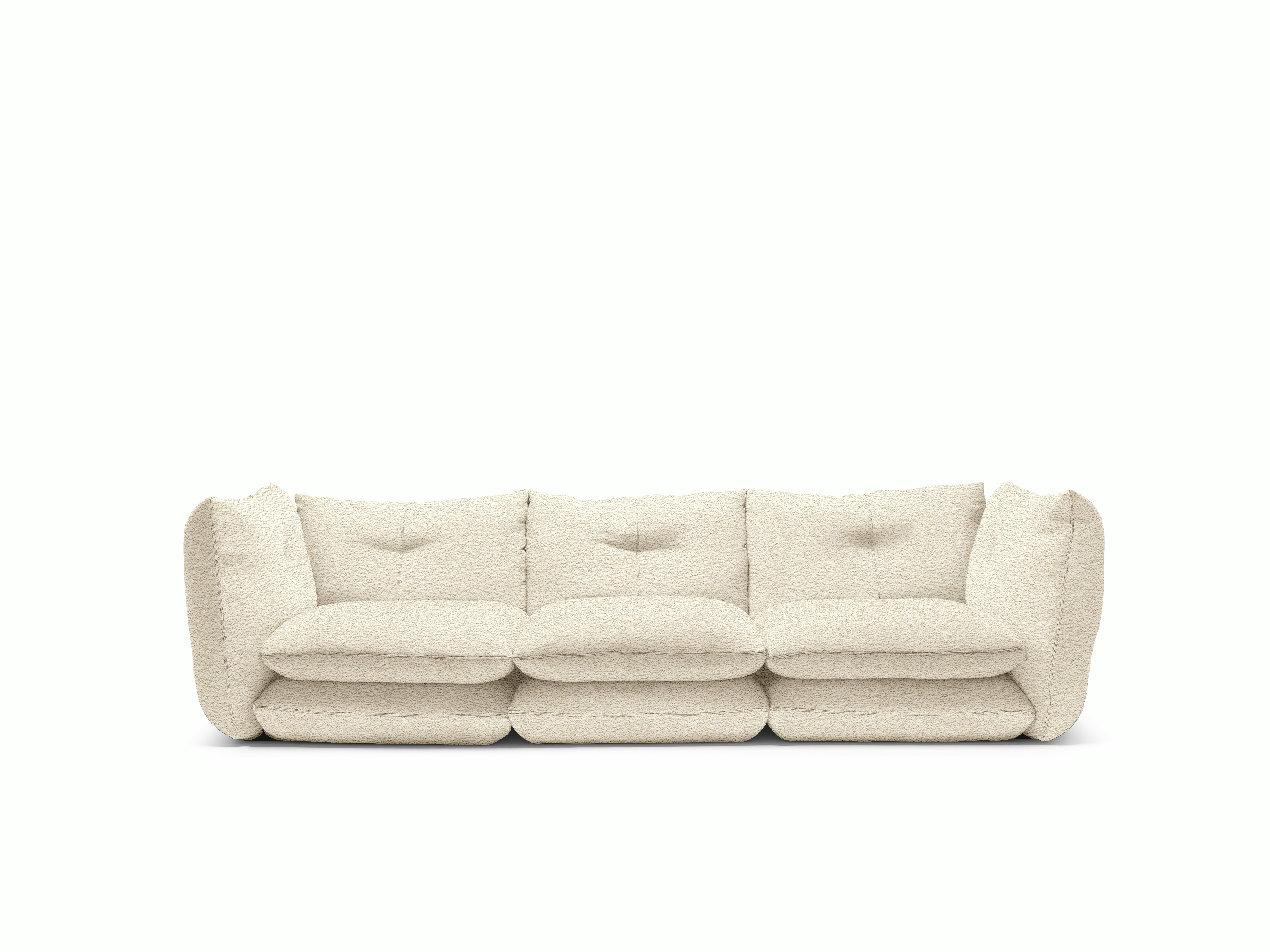 Pillo Sofa -  Three Seater, Standard, Curly, White