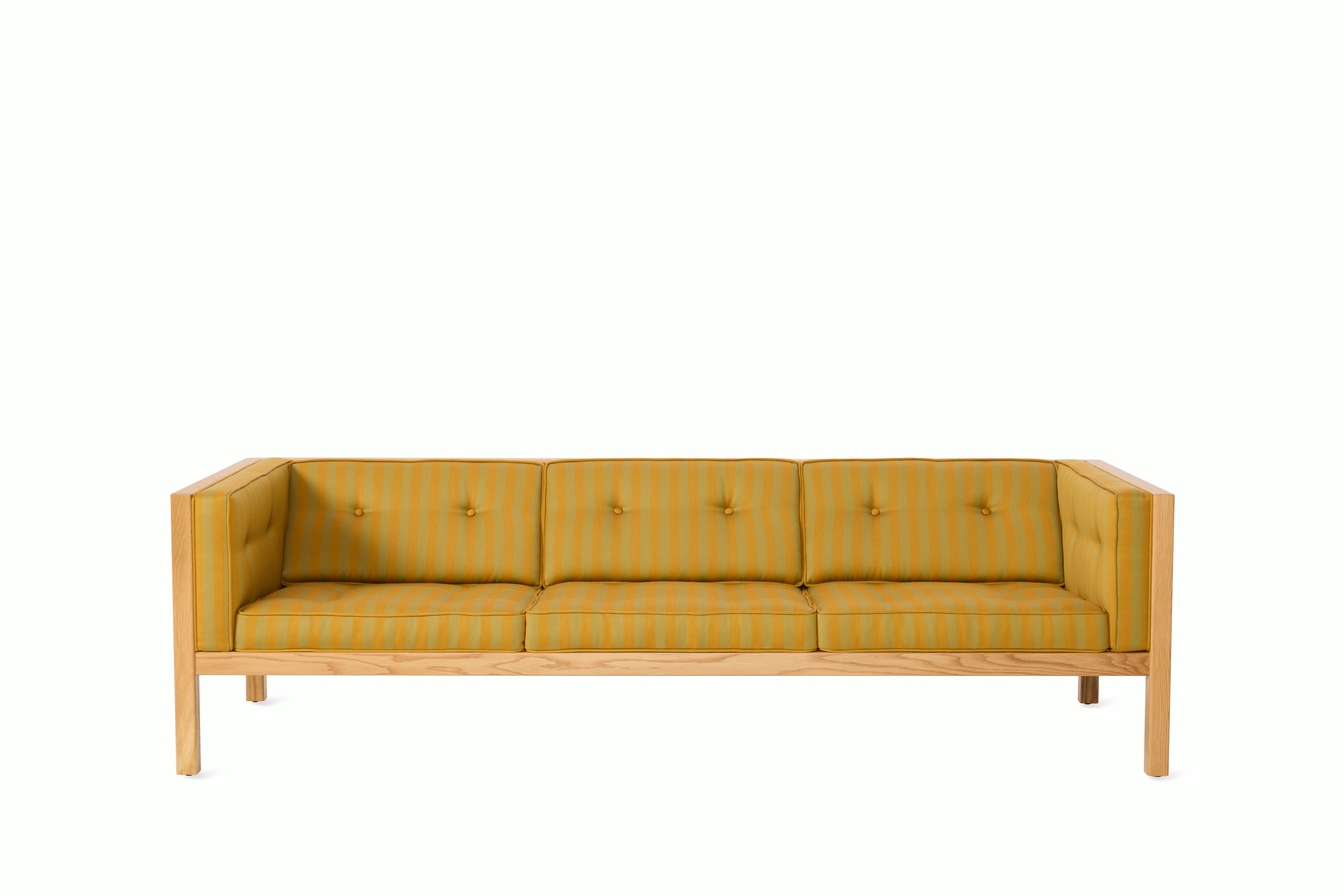Cube Sofa - 80",  Toostripe,  Ochre Dark / Sienna,  Oak"