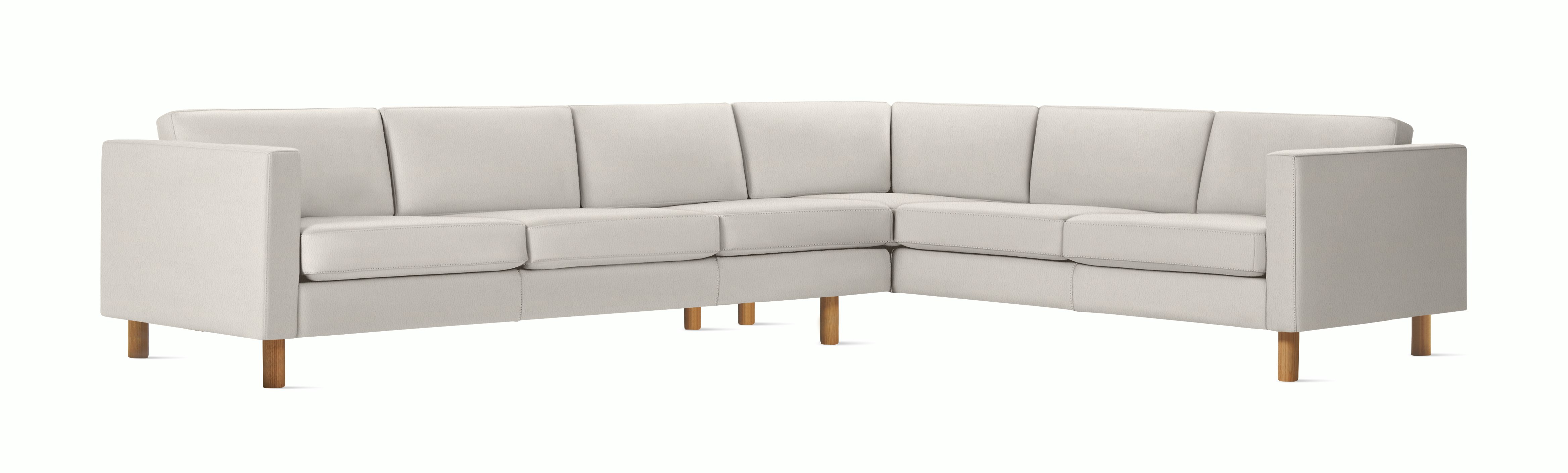 Lispenard Sectional in light beige leather with 6" legs.