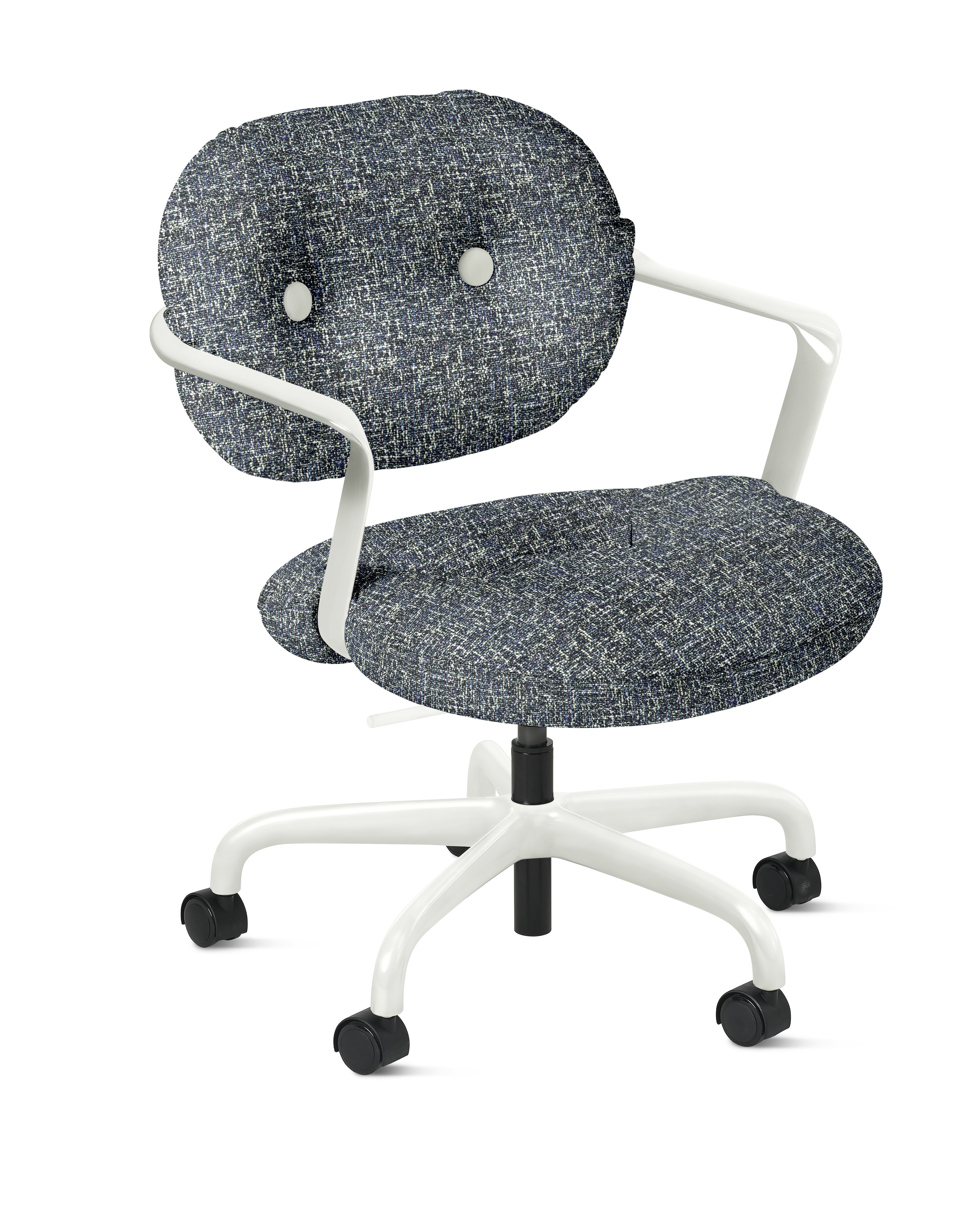 Morrison Hannah Task Chair - With Arms,  Rebel,  Tourmaline,  White,  Soft Caster FSC Certified