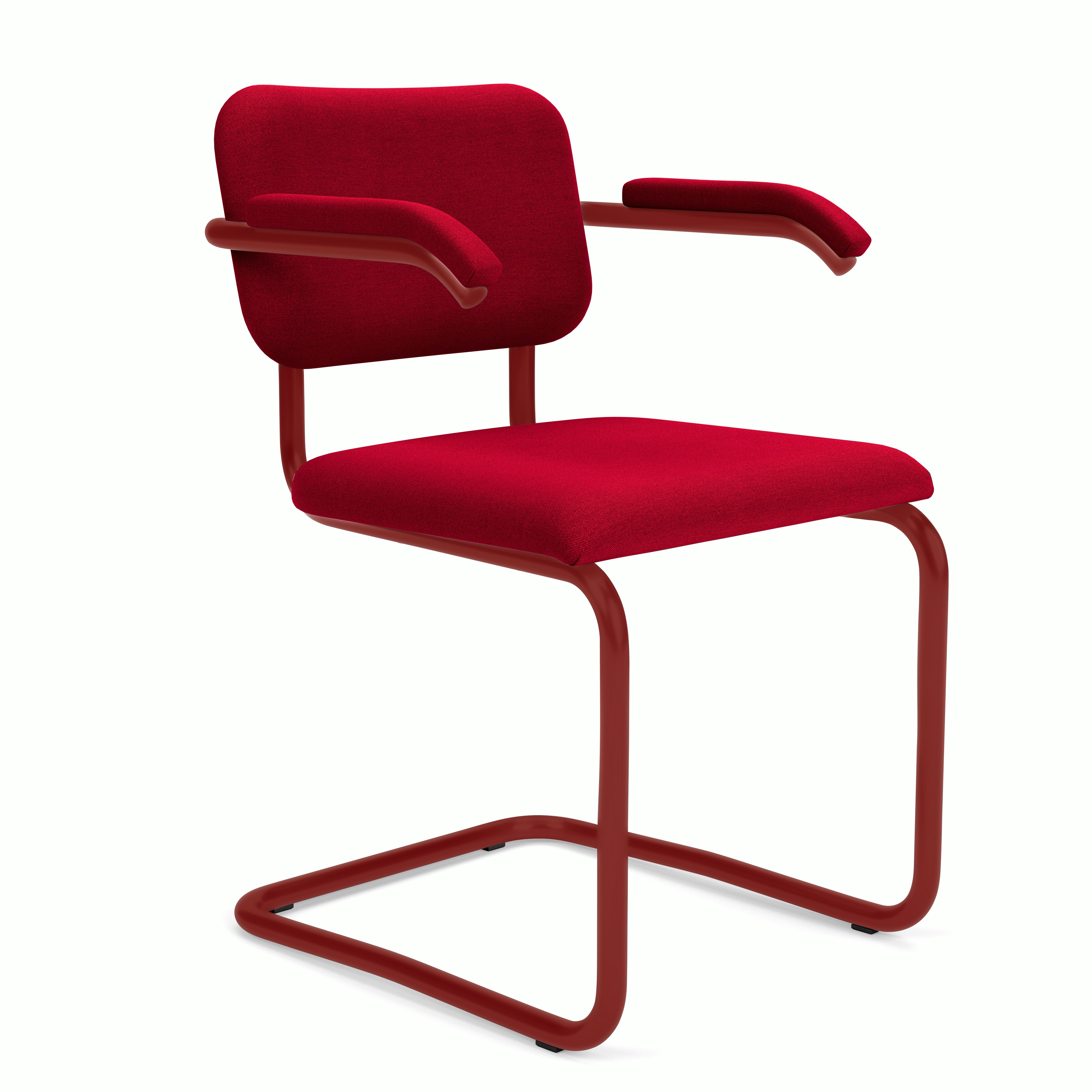 Cesca Upholstered Chair - Armchair,  Fully upholstered,   hourglass,  flame,  red frame