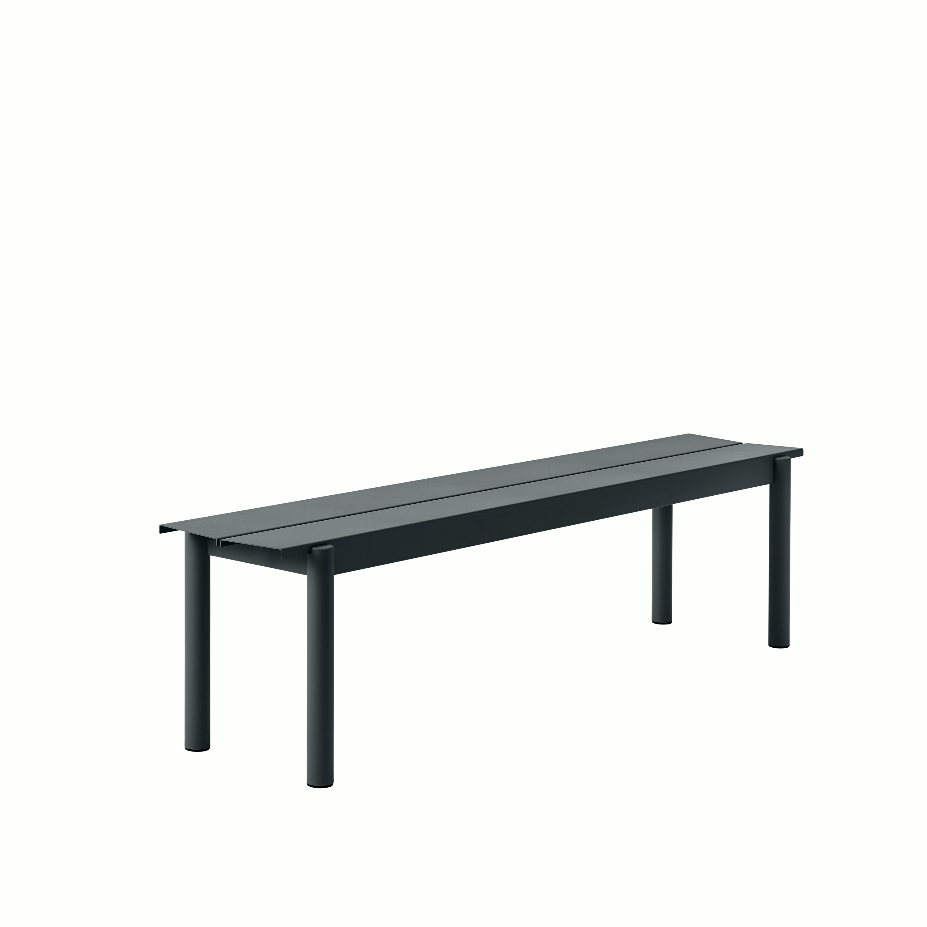 Linear steel outdoor bench 170 black Muuto