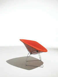 Large Bertoia Diamond Chair in Cato red KnollTextiles seat cover profile view