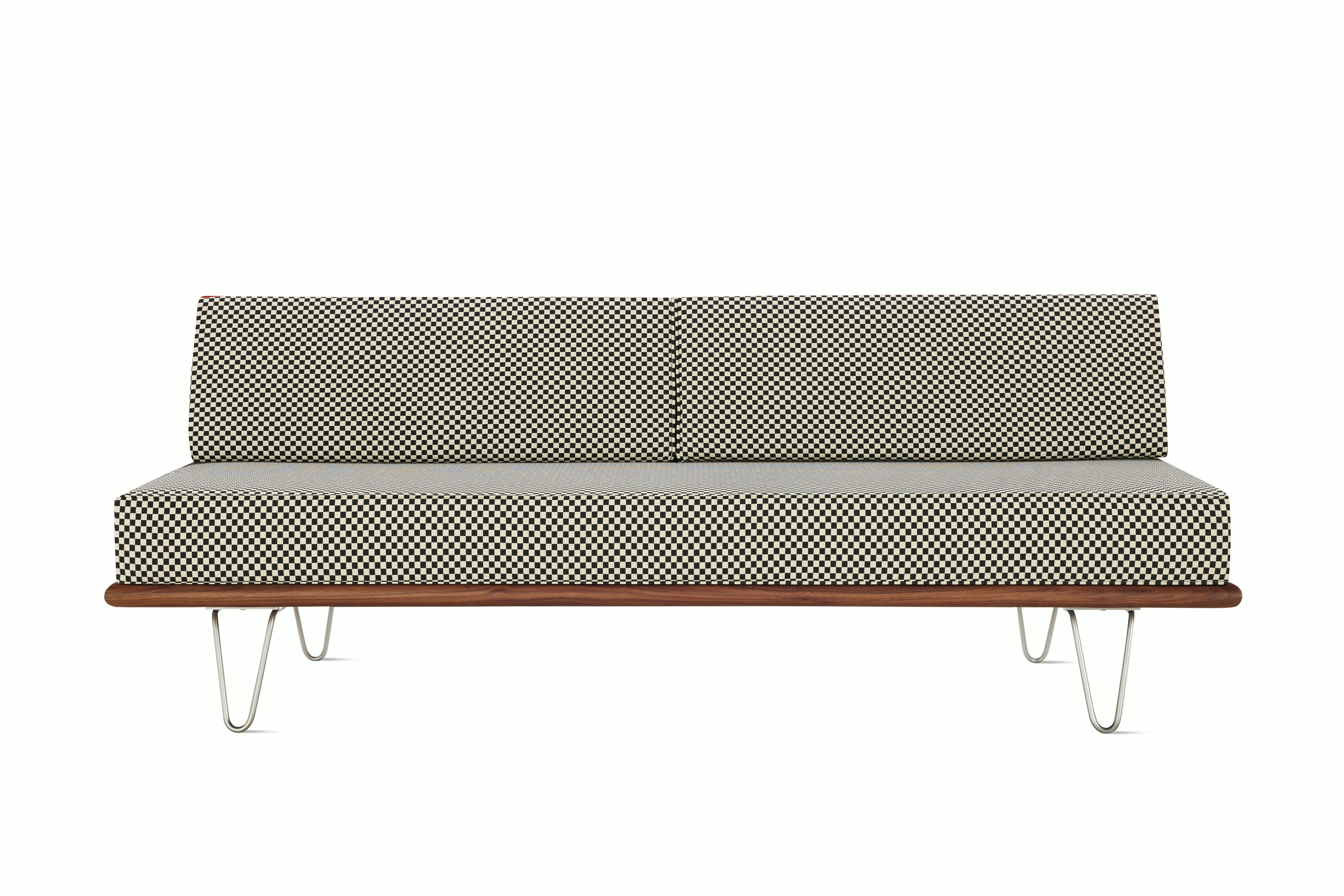 Nelson Daybed - Back Bolster,  Walnut,  Checker,  Black / White,  Hairpin