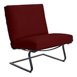 Tugendhat Chair in Knoll Velvet,  Flamenco with belting in Belting Leather,  Black and black frame Tugendhat Chair in Knoll Velvet,  Flamenco with belting in Belting Leather,  Black and black frame