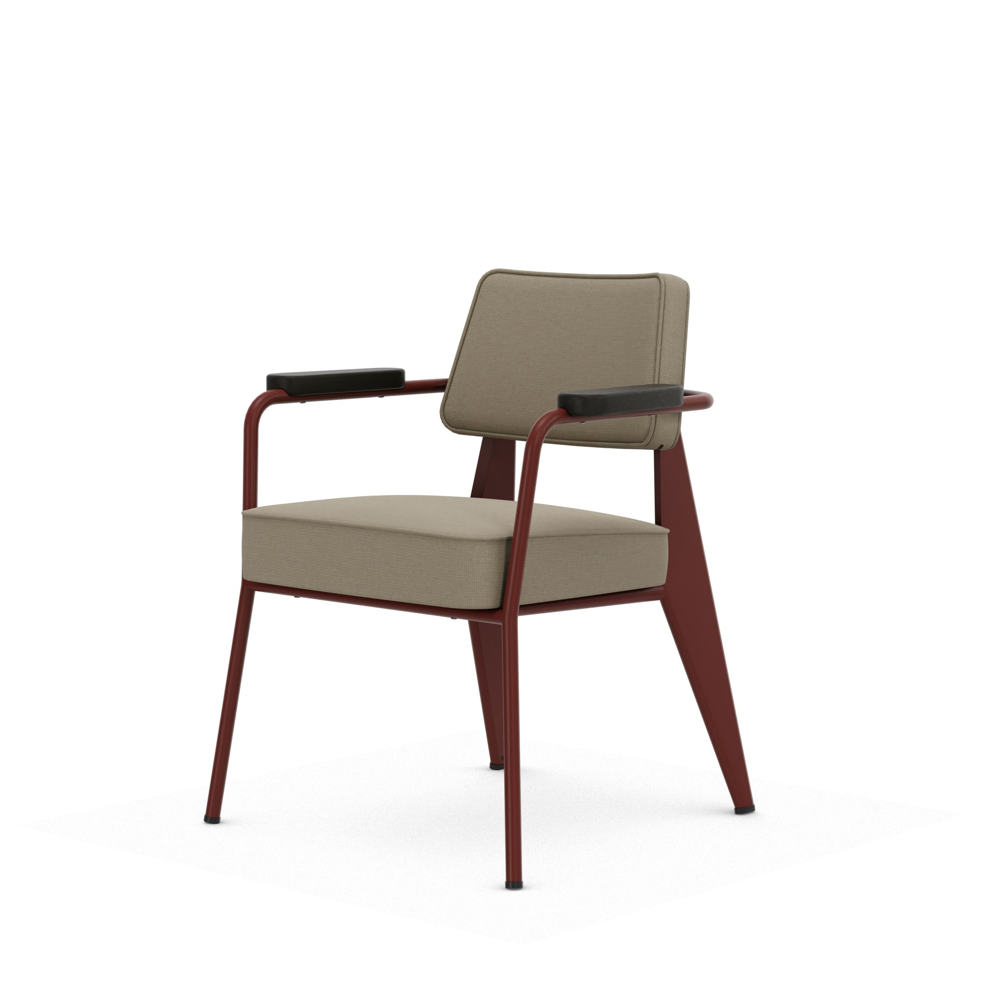 Fauteuil Direction - Tress,   Papyrus Melange,   Japanese Red,   Dark Oak,   Hard Glides