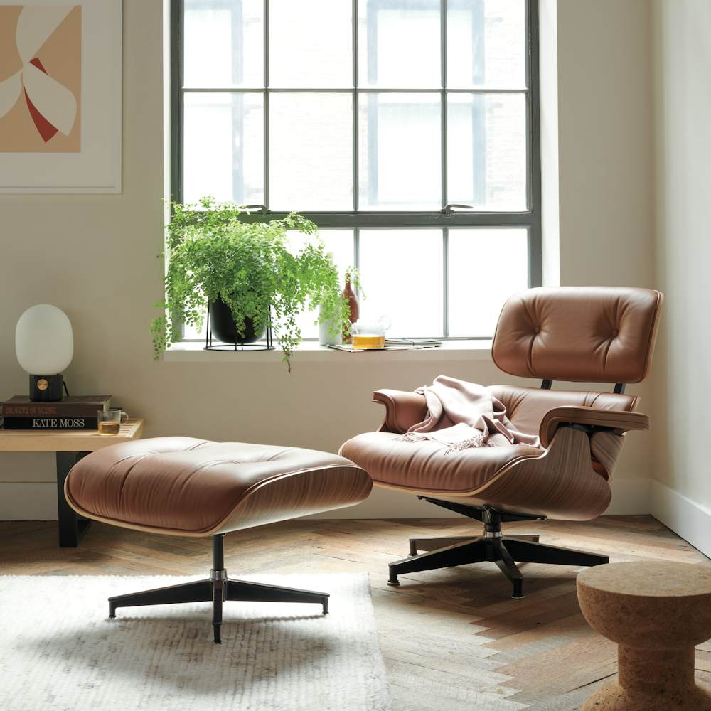Eames Lounge and Ottoman in Camel