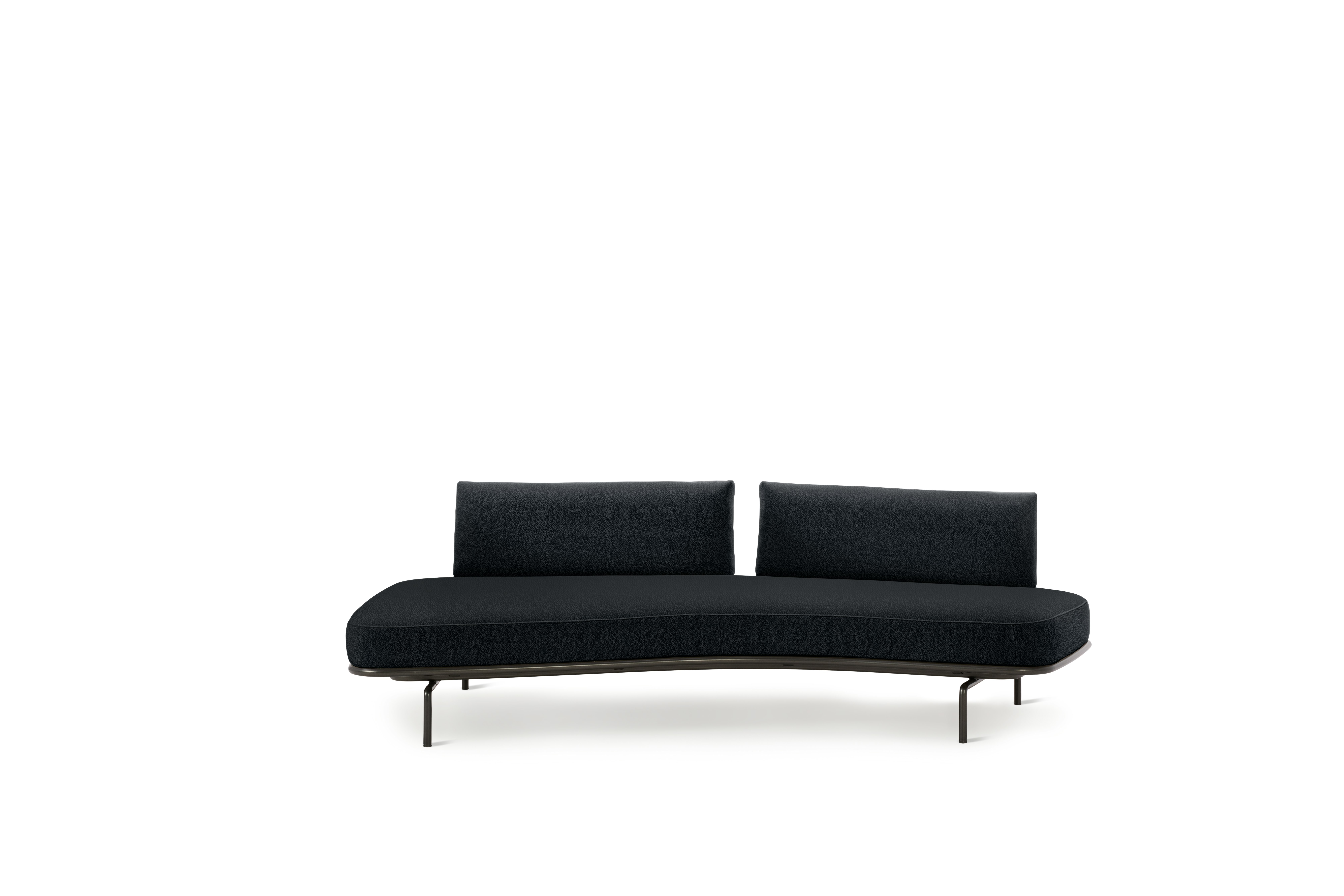 Panoramic Sofa - Right,  Double Large,  Volo Leather,  Black,  Charcoal