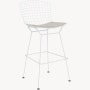 Bertoia Stool - Bar Height, With Seat Pad, White, Crossroad, Almond