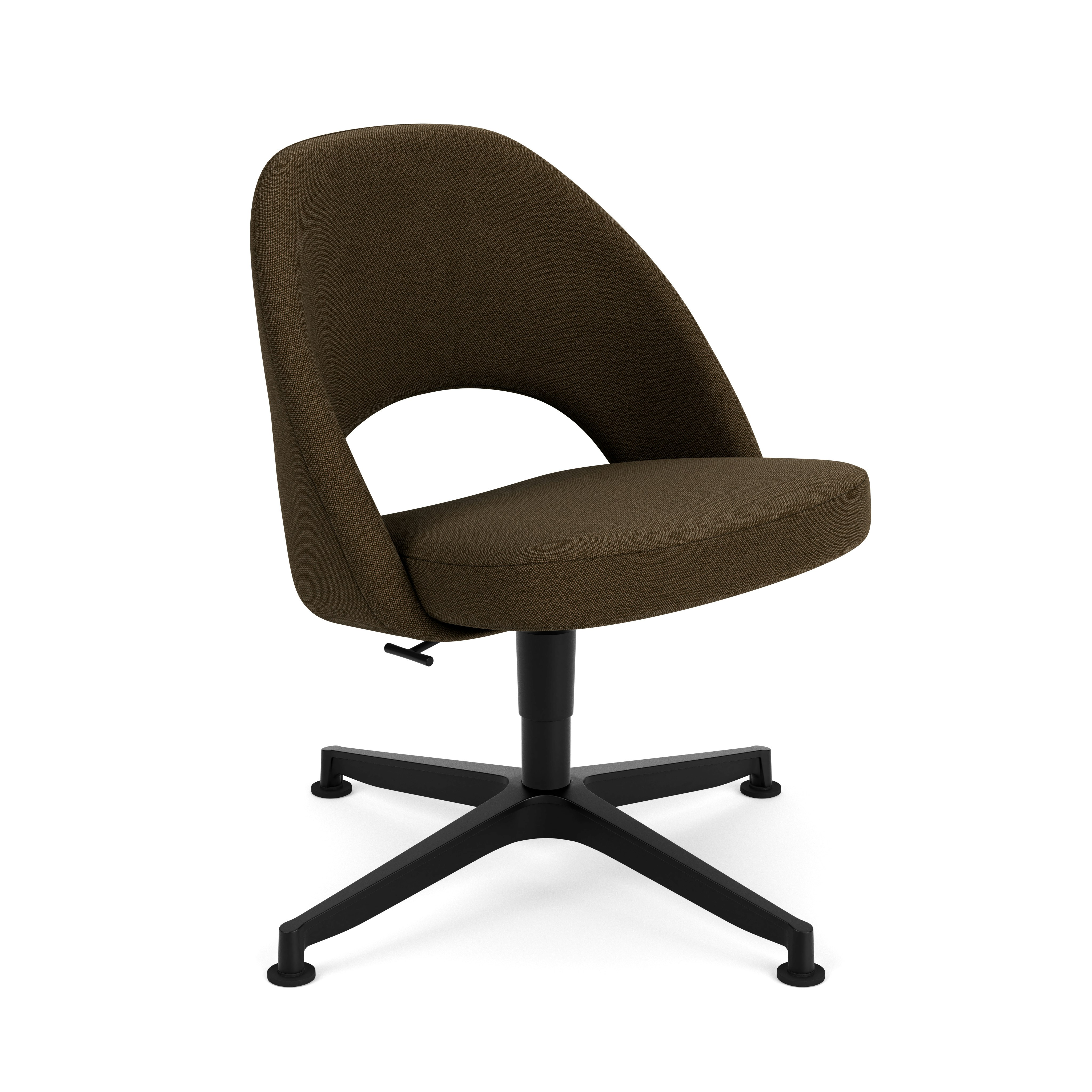 Saarinen Executive Office Side Chair, Hourglass, Mocha, Black, Glides