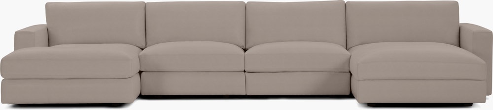 Reid Sectional - Double Chaise Sectional,  Standard,  Prone Leather,  Lute,  1" Block"