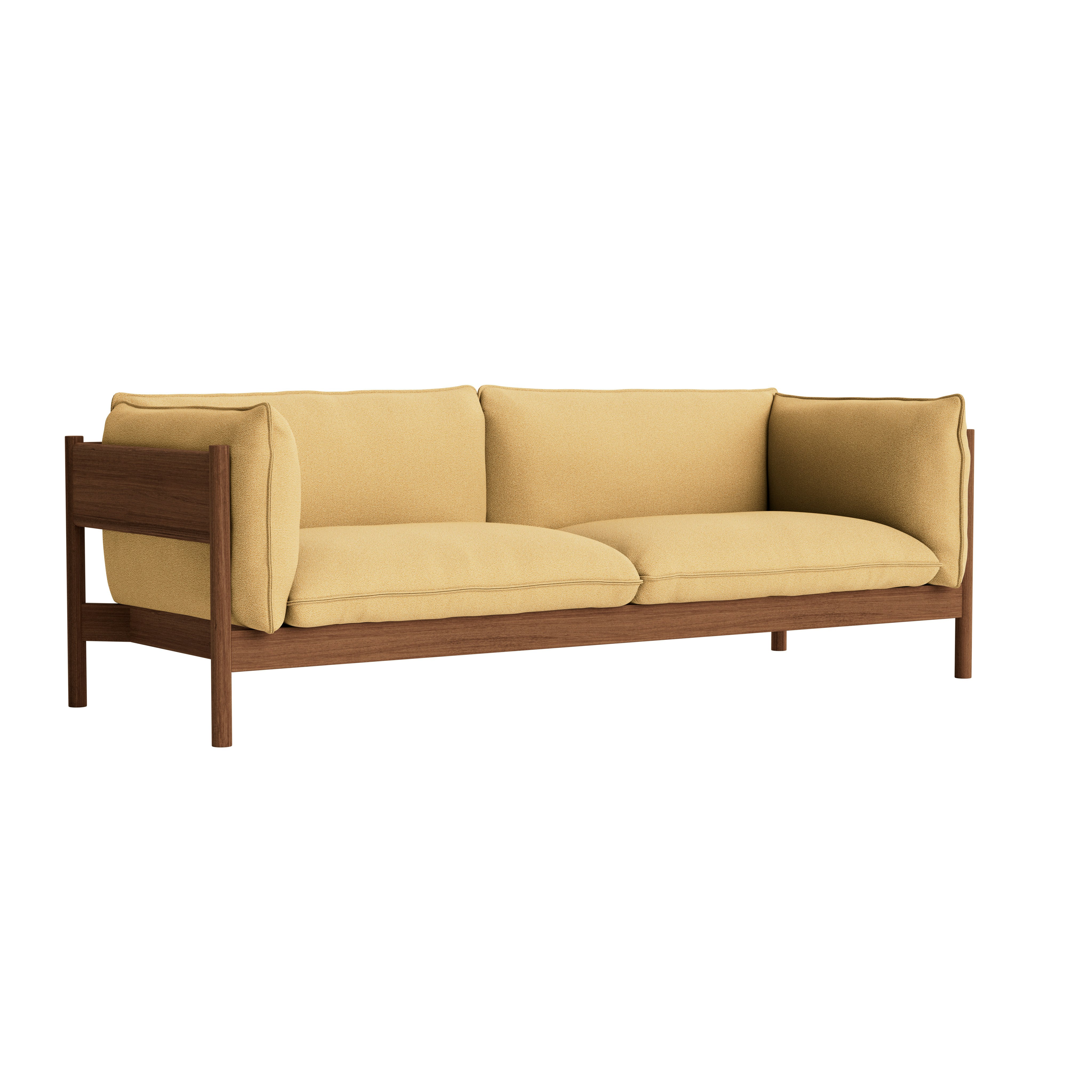 Arbour 3-Seat Sofa - Olavi by HAY, 15 Mustard / White Speckle, Walnut