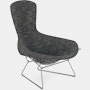 Bertoia Bird Lounge Chair,  Polished Chrome,  Full Cover,  Prestini,  Black and White
